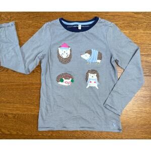 Joules Girls' Striped Hedgehog Applique Shirt Size 9-10